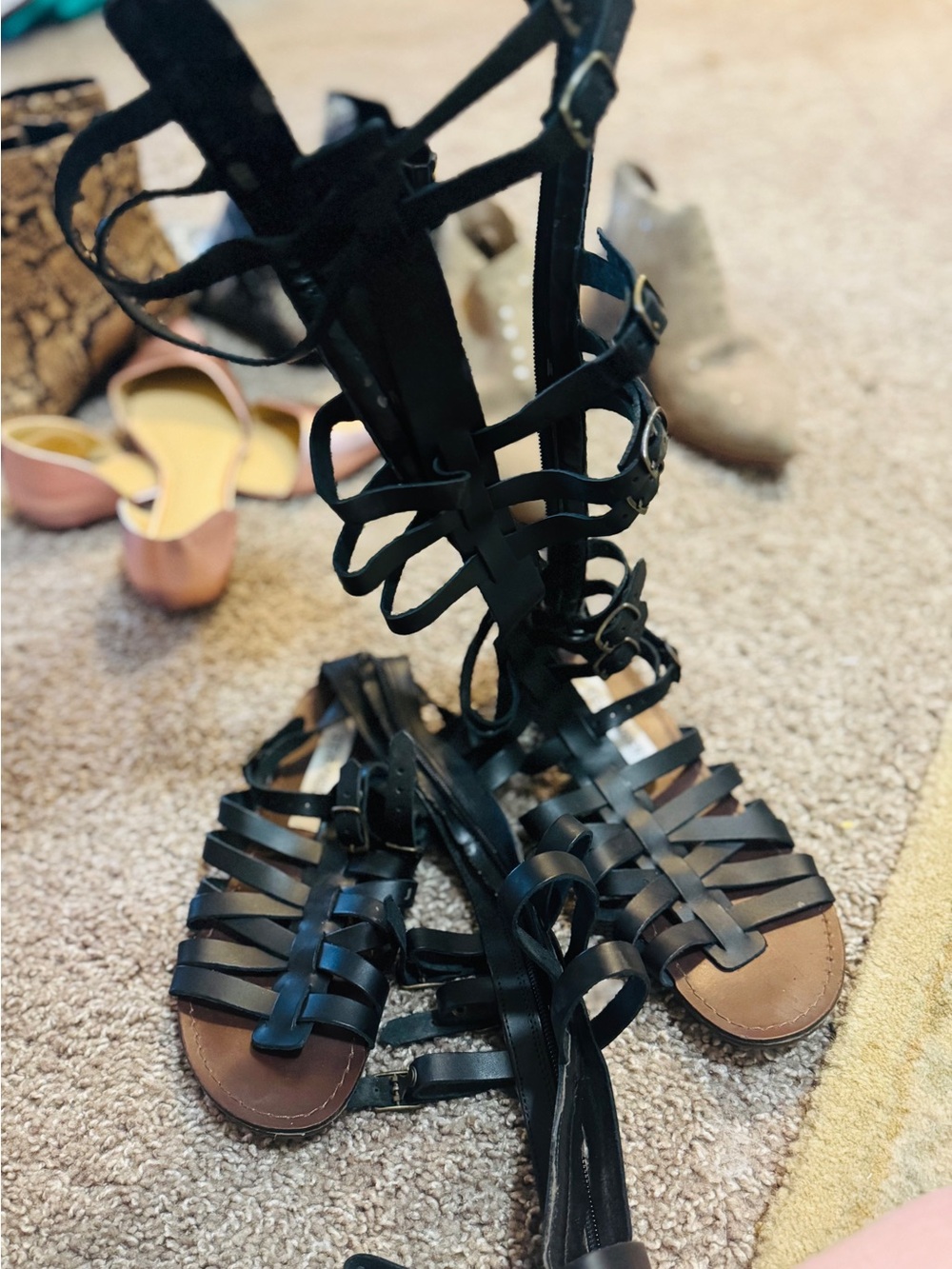 Steve Madden Black Lace-Up Gladiator Sandals